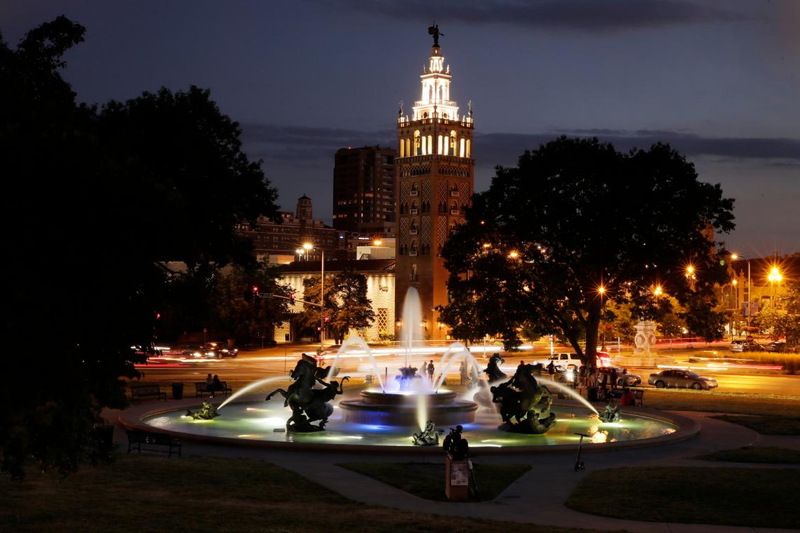 The J.C. Nichols Memorial Fountain has been a fixture on the eastern edge of the Country Club Plaza since 1960.