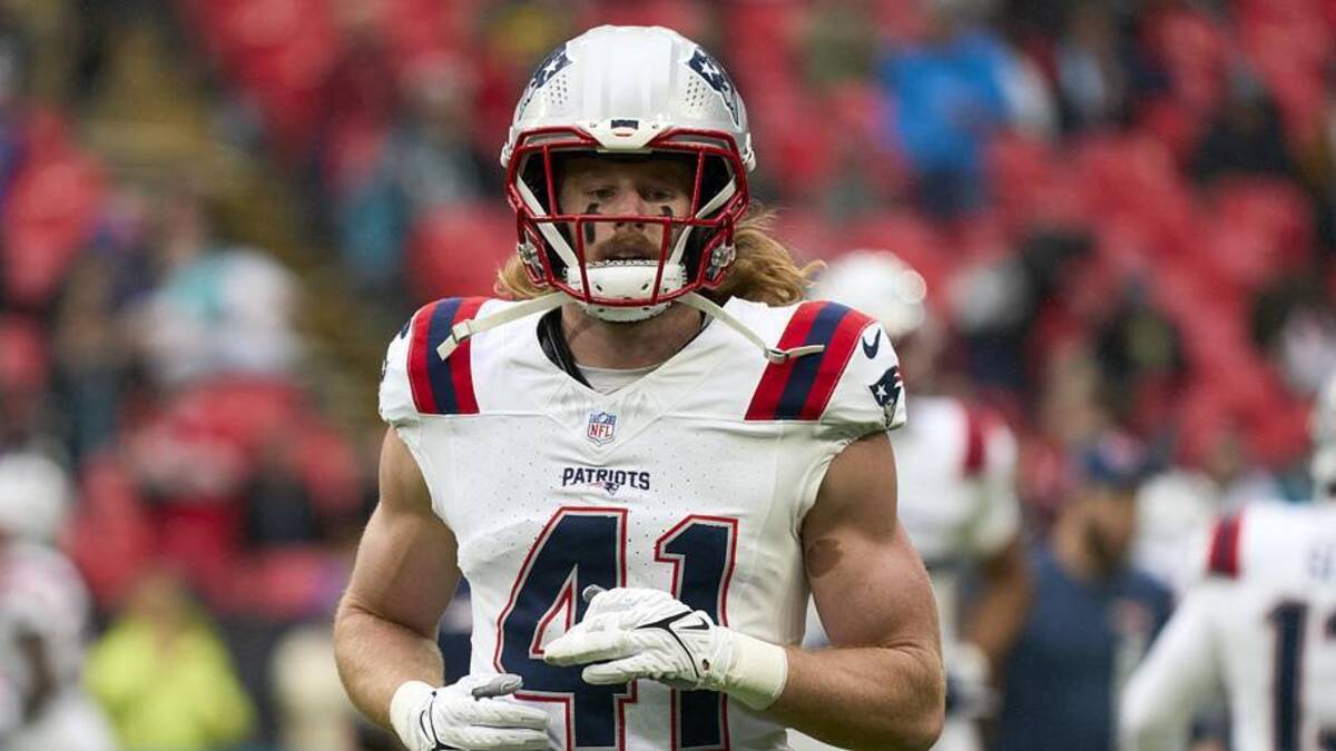  Oct 20, 2024; London, United Kingdom; New England Patriots safety Brenden Schooler (41) in the first half during an NFL International Series game at Wembley Stadium. Mandatory Credit: Peter van den Berg-Imagn Images | Peter van den Berg-Imagn Images 