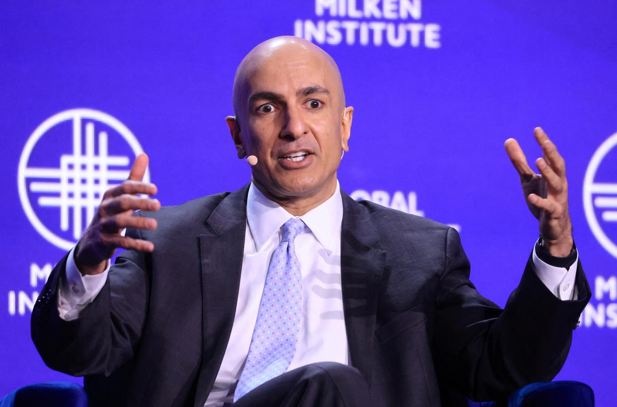 FILE PHOTO: Neel Kashkari, President and CEO, Federal Reserve Bank of Minneapolis, speaks at the Milken Conference 2024 Global Conference Sessions at The Beverly Hilton in Beverly Hills, California, U.S., May 7, 2024.  REUTERS/David Swanson/File Photo