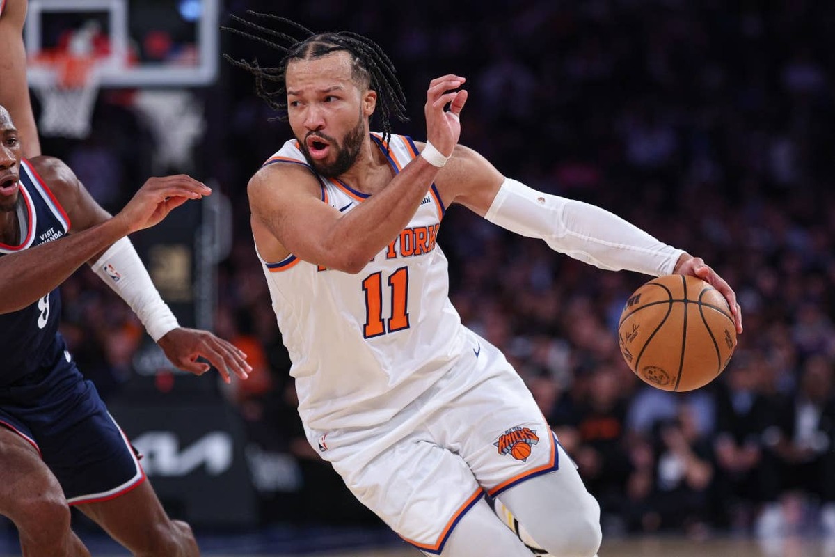  New York Knicks guard Jalen Brunson drives to the basket. Vincent Carchietta-Imagn Images