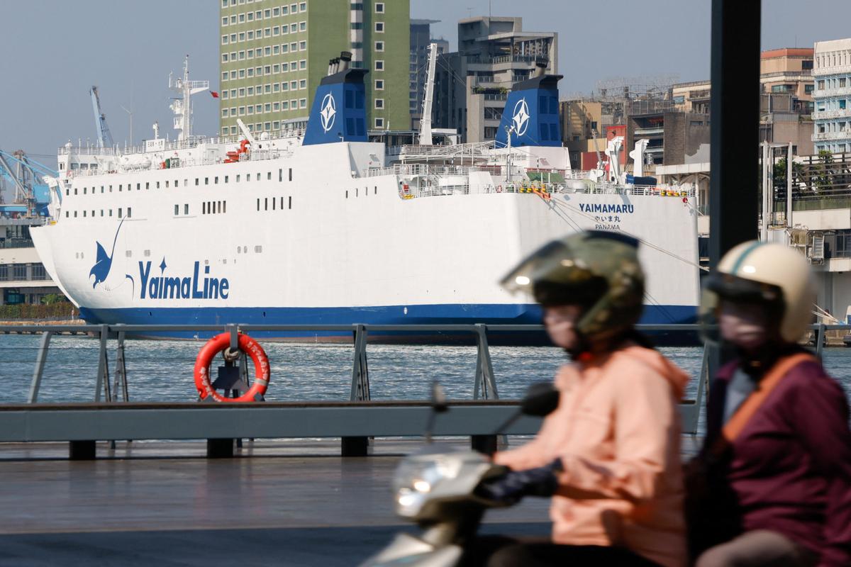 The Yaima Maru ferry, which will operate between Taiwan and Japan's Ishigaki Island in Okinawa Prefecture, is docked in Keelung, Taiwan, May 28, 2026. REUTERS/Ann Wang