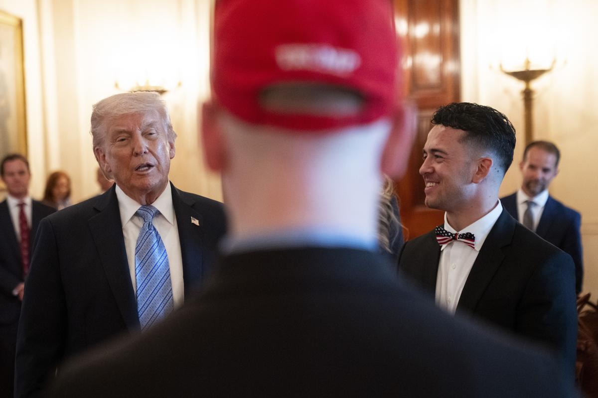 President Donald Trump speaks to business owners during an event for "Small Business Week" in the East Room of the White House in Washington, on Monday, May 4, 2026. (Allison Robbert/The New York Times)