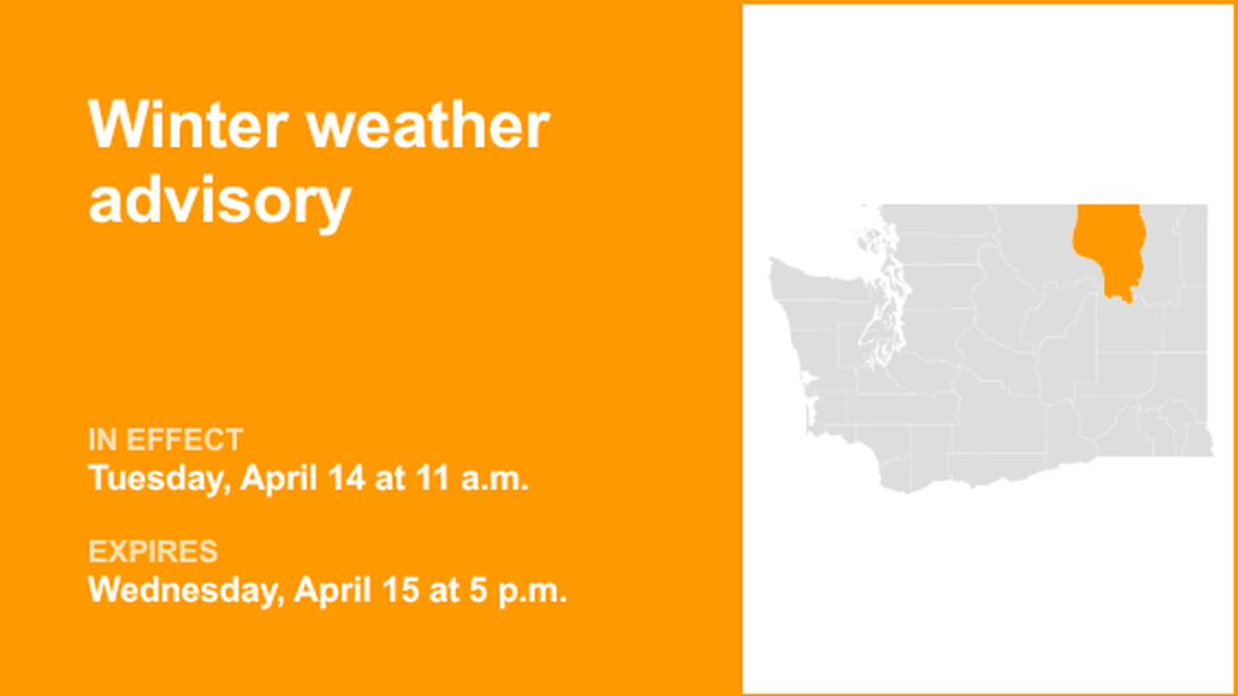 UPDATE: The winter weather advisory for Okanogan Highlands is expected to expire at 5 a.m. 