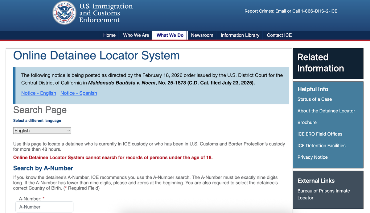  This online search tool can help locate an adult detainee in ICE or Customs and Border Protection custody. U.S. Immigration and Customs Enforcement 