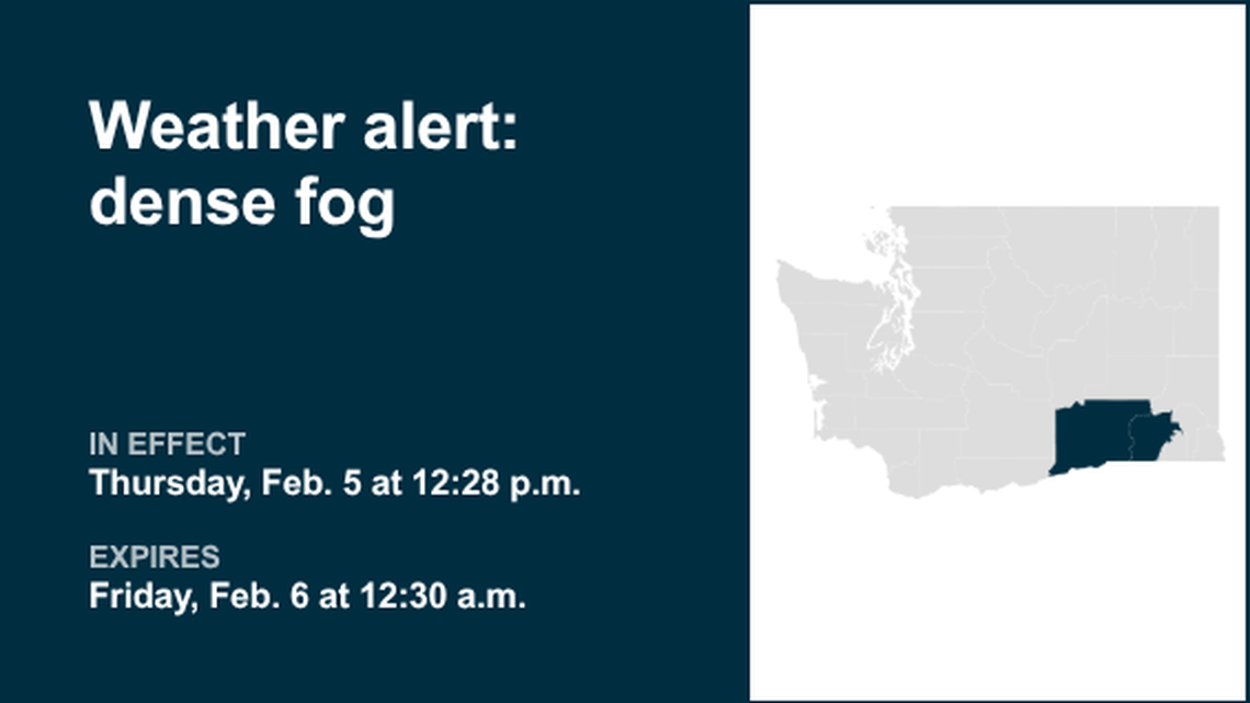 UPDATE: Weather alert for dense fog in Lower Columbia Basin and Blue Mountains 