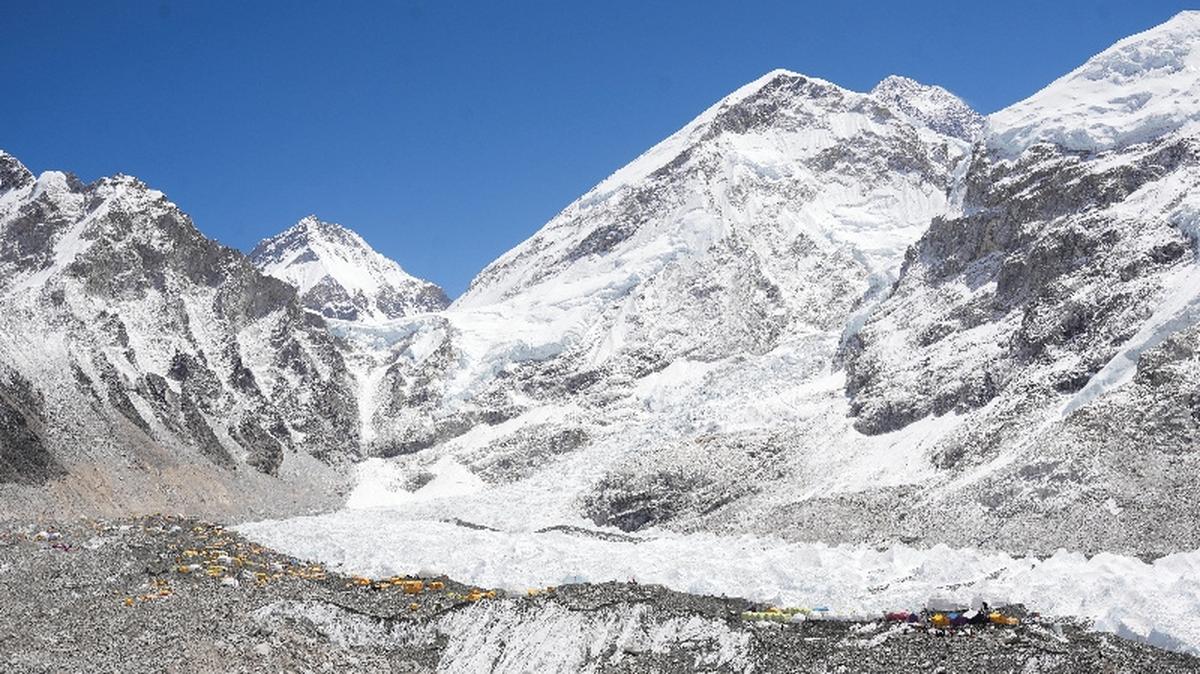 A general view of base camp overlooking Mount Everest, the world's highest peak and other peaks of the Himalayan range in Solukhumbu district, also known as the Everest region, Nepal, April 17, 2025. REUTERS/Purnima Shrestha