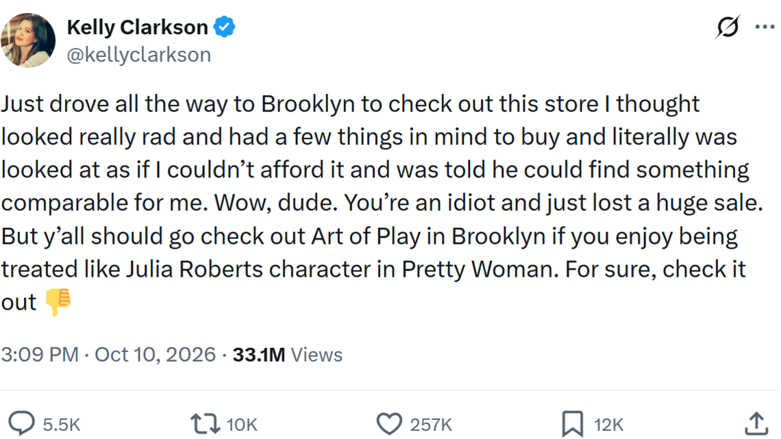 Brooklyn Novelty Store Fires Back at Kelly Clarkson 