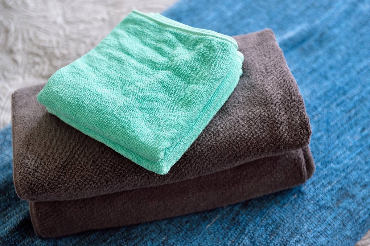  A stack of freshly washed towels.