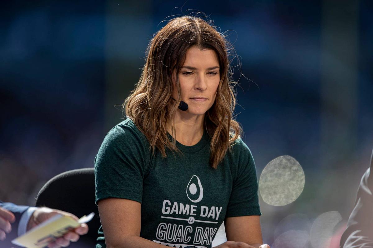  CHICAGO, IL - SEPTEMBER 25: Former Indy Car and NASCAR drive Danica Patrick is the guest picker for ESPN College Gameday prior a college football game between the Notre Dame Fighting Irish and the Wisconsin Badgers on September 25th, 2021 at Solider Field in Chicago, IL. (Photo by Dan Sanger/Icon Sportswire via Getty Images) 