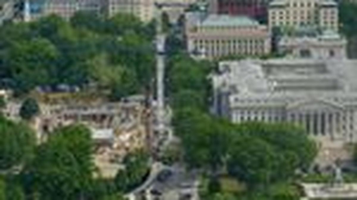 Aerial view from the top of the Washington Monument shows construction crews as they continue site preparation for a planned White House ballroom in the area of the former East Wing in Washington, D.C., U.S., May 2, 2026. REUTERS/Ken Cedeno