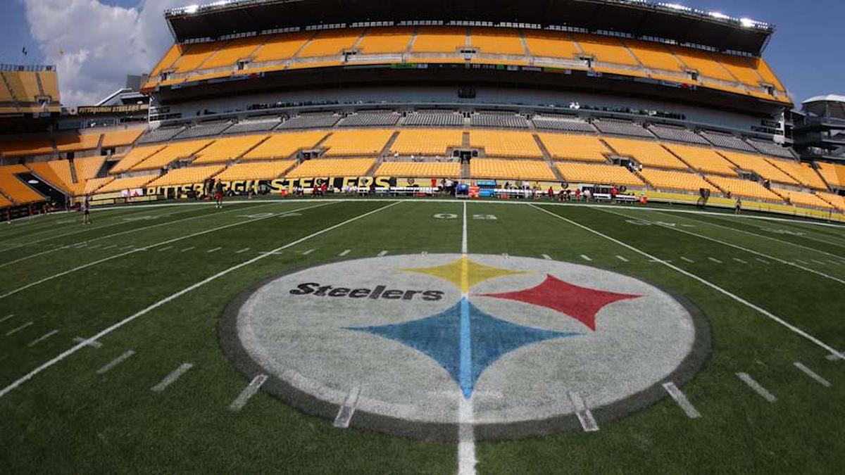  Aug 16, 2025; Pittsburgh, Pennsylvania, USA; General view of the logo on the fifty yard line before the Pittsburgh Steelers host the Tampa Bay Buccaneers at Acrisure Stadium. Mandatory Credit: Charles LeClaire-Imagn Images | Charles LeClaire-Imagn Images 