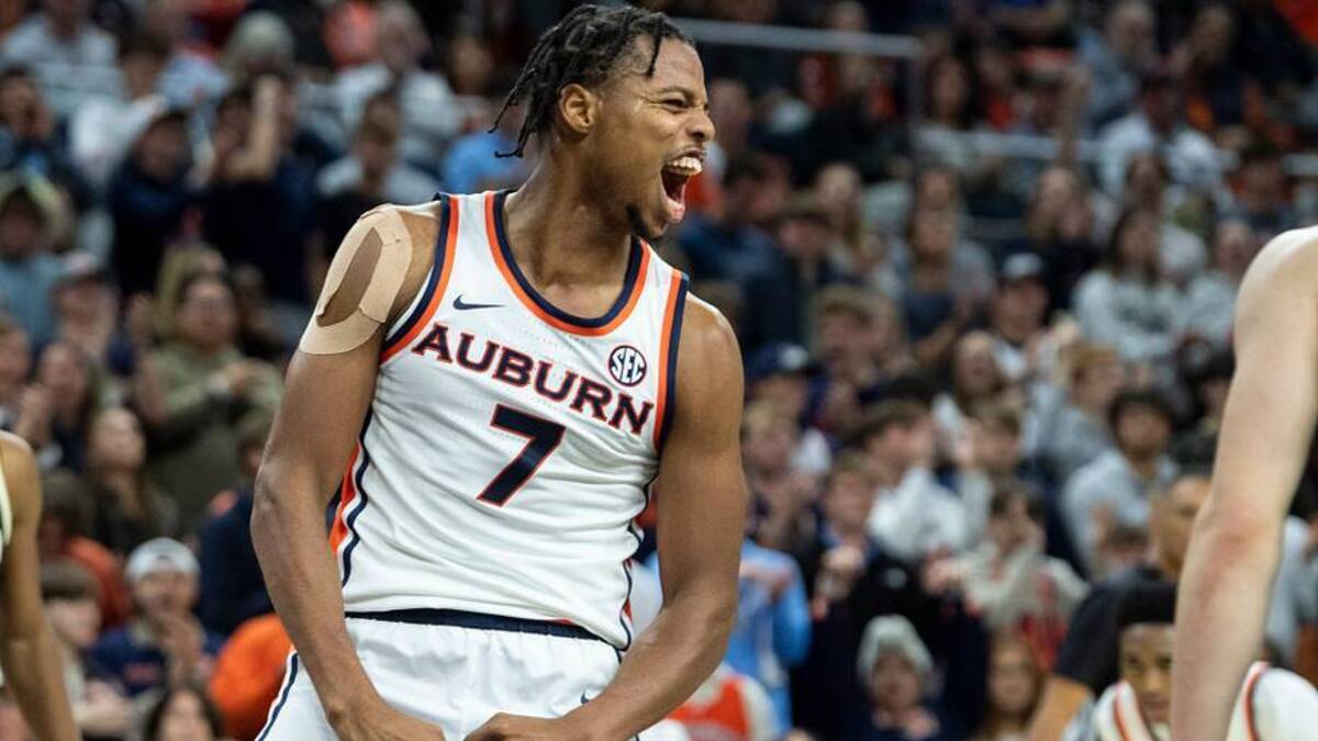 Auburn Tigers forward Keyshawn Hall (7) celebrates a basket as Auburn Tigers take on Wofford Terriers at Neville Arena in Auburn, Ala. on Tuesday, Nov. 11, 2025. Auburn Tigers defeated Wofford Terriers 93-62. | USA TODAY Network via Reuters Connect 