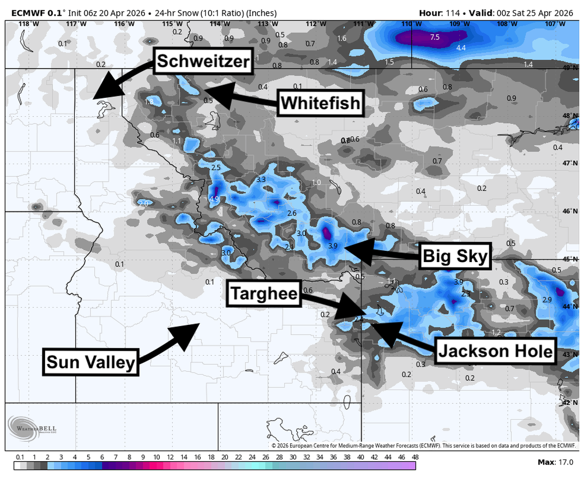  ECMWF Friday snowfall. 