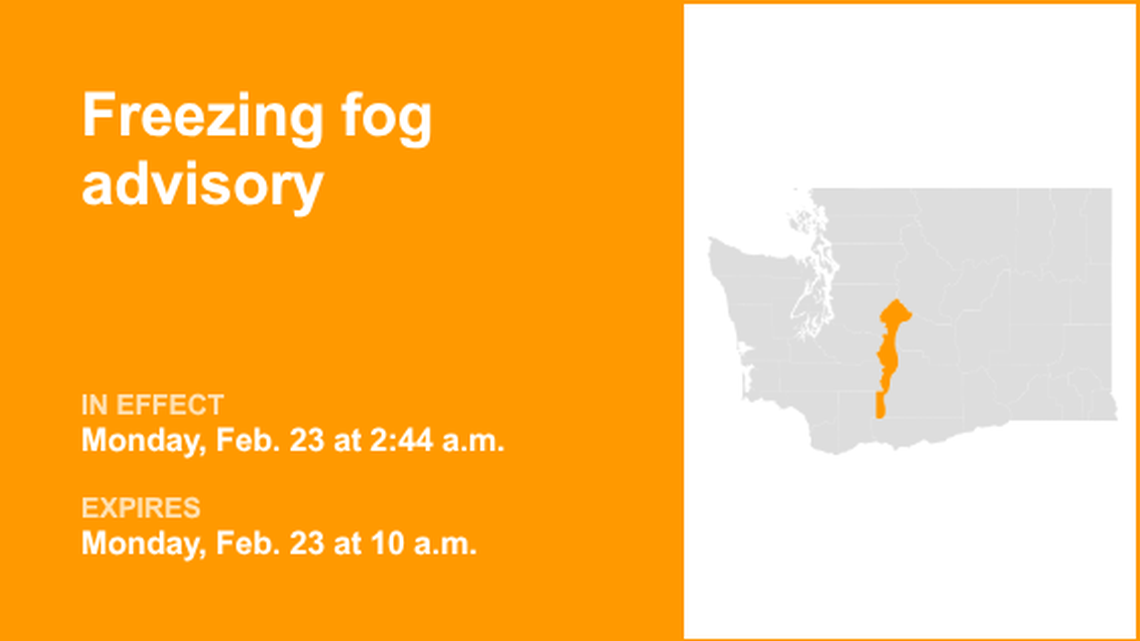 Freezing fog advisory affecting Eastern Cascades until Monday morning 