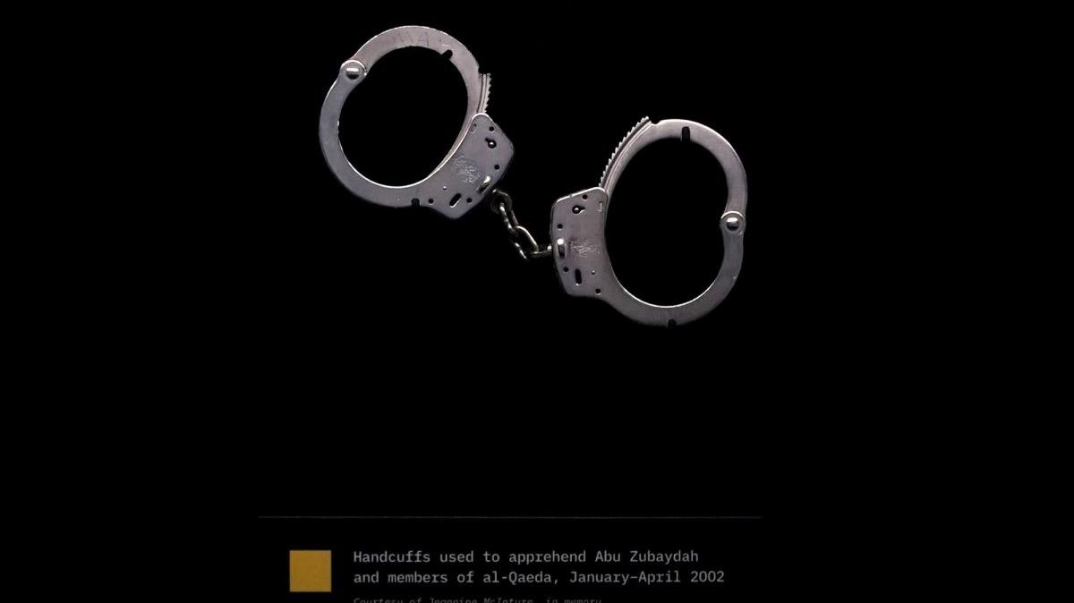 Handcuffs used to abduct Abu Zubaydah are on display at a press preview for the new exhibition at the 9/11 Memorial Museum "Revealed: The Hunt for Bin Laden" in New York City on Thursday, November 7, 2019. Using over 60 artifacts, multimedia and interviews with key players on the frontlines, Revealed: The Hunt for Bin Laden details the decade-long search for the terrorist. The New Exhibition at the 9/11 Memorial Museum opens to the public on November 15, 2019. Photo by John Angelillo/UPI