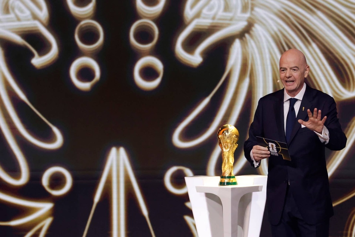  FIFA President Gianni Infantino speaks during the FIFA World Cup 2026 Final Draw Amber Searls-Imagn Images