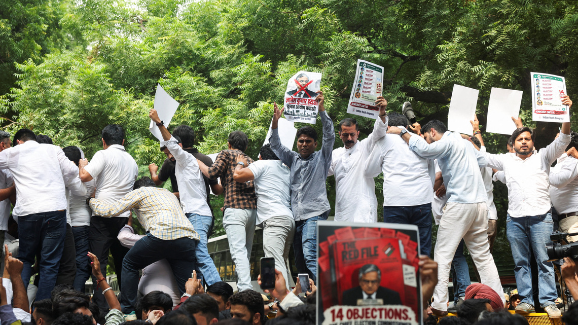 Indian police use tear gas against protesters seeking election chief's ouster