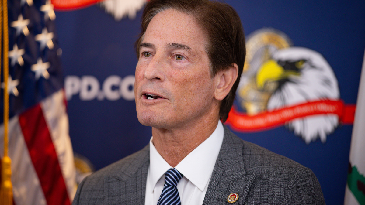 Los Angeles District Attorney Nathan Hochman speaks during a press conference at the Los Angeles Police Protective League on Tuesday, May 5, 2026, in Los Angeles. (Kayla Bartkowski/Los Angeles Times/TNS)