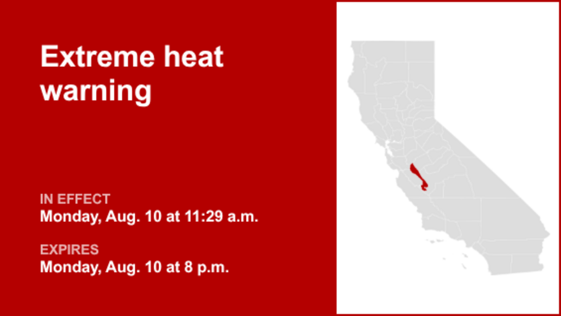 UPDATE: The extreme heat warning for Central California is expected to expire at 8 p.m. 