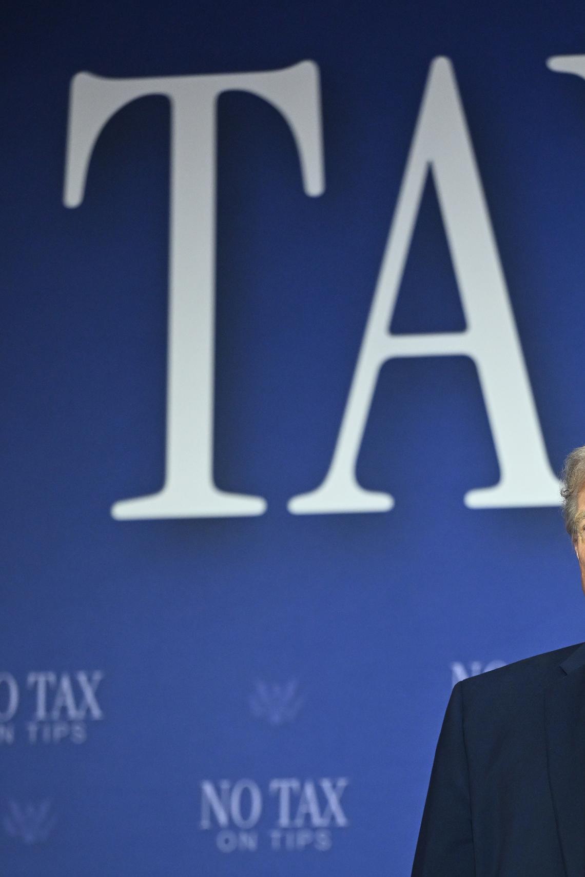 President Donald Trump participates in a Tax Day roundtable at the AC Hotel Las Vegas Symphony Park in Las Vegas, on Thursday, April 16, 2026. (Kenny Holston/The New York Times)