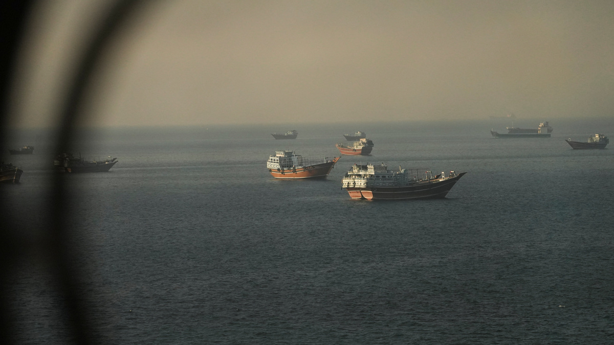 Vessels at the Strait of Hormuz, as seen from Musandam, Oman, June 15, 2026. REUTERS/Stringer