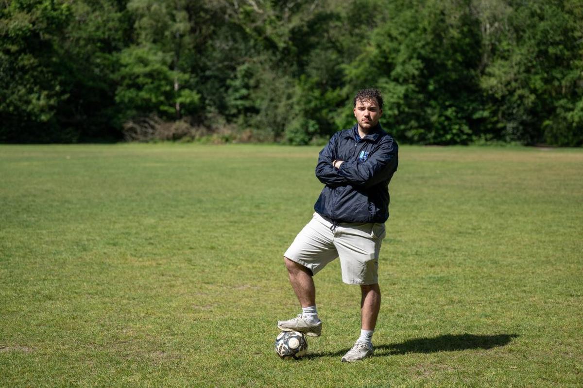  Matthew Evans has reopened East Sheen football club after being shut and buying the 152-year-old football club for just $19. (Tony Kershaw via SWNS) 