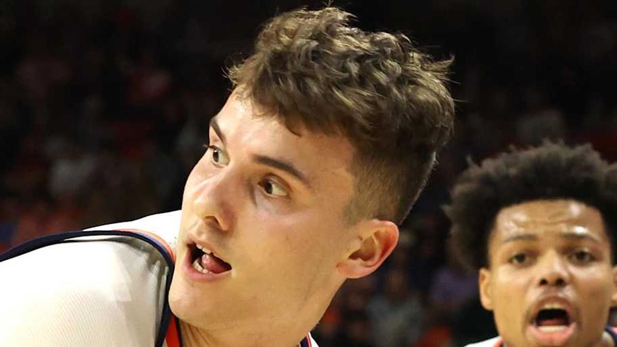  Feb 28, 2026; Auburn, Alabama, USA; Auburn Tigers forward Filip Jovic (38) controls a rebound during the second half against the Mississippi Rebels at Neville Arena. Mandatory Credit: John Reed-Imagn Images | John Reed-Imagn Images 