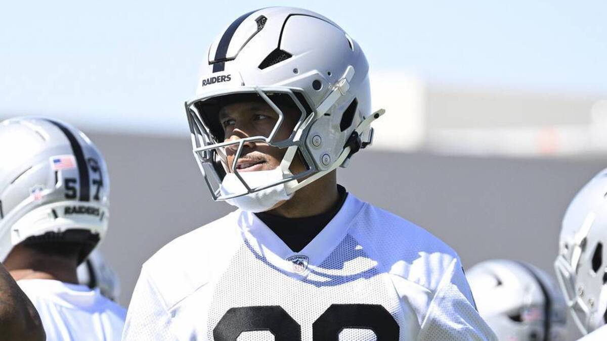  May 20, 2026; Henderson, NV, USA; Las Vegas Raiders safety Isaiah Pola-Mao (20) warms up during organized team activities at Intermountain Health Performance Center. Mandatory Credit: Candice Ward-Imagn Images | Candice Ward-Imagn Images 