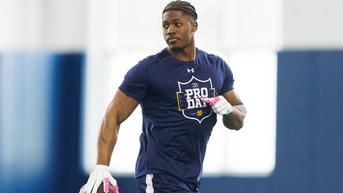  Running back Jadarian Price during Notre Dame football's Pro Day at Irish Athletic Center on Tuesday, March 24, 2026, in South Bend. | MICHAEL CLUBB/SOUTH BEND TRIBUNE / USA TODAY NETWORK via Imagn Images 
