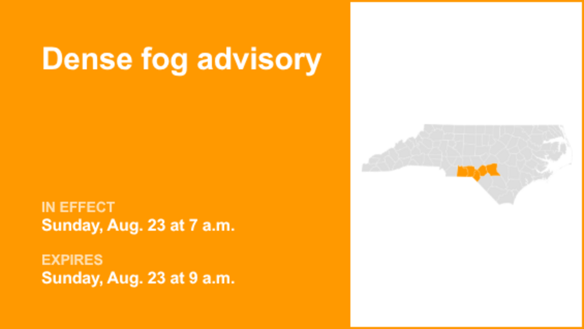 Dense fog advisory issued for the Piedmont region Sunday morning, says the NWS 