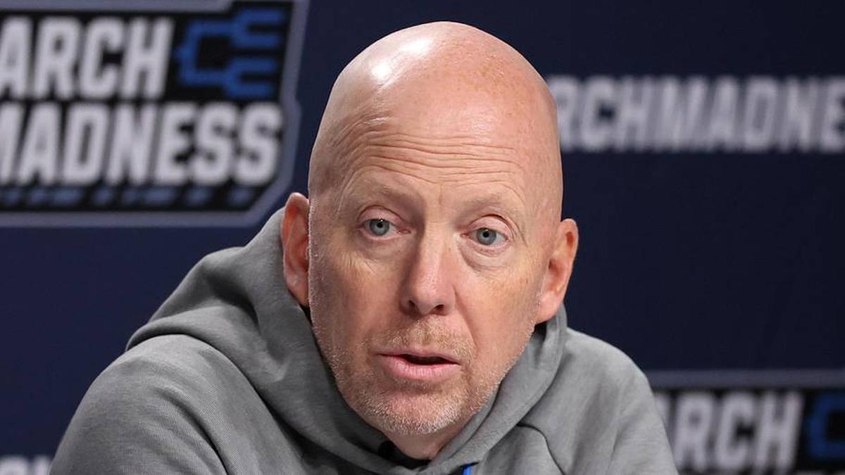  Mar 19, 2026; Philadelphia, PA, USA; UCLA Bruins head coach Mick Cronin speaks with the media before a practice session ahead of the first round of the men's 2026 NCAA Tournament at Xfinity Mobile Arena. Mandatory Credit: Bill Streicher-Imagn Images | Bill Streicher-Imagn Images 