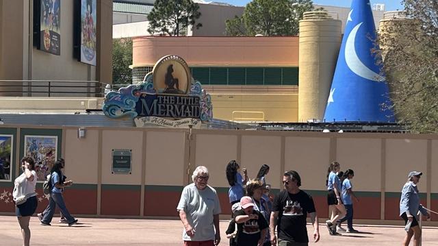 A sorcerer's hat has been added to the future entrance of The Magic of Disney Animation attraction under construction at Disney's Hollywood Studios theme park.  The building is set to open later this summer. (Dewayne Bevil/Orlando Sentinel)