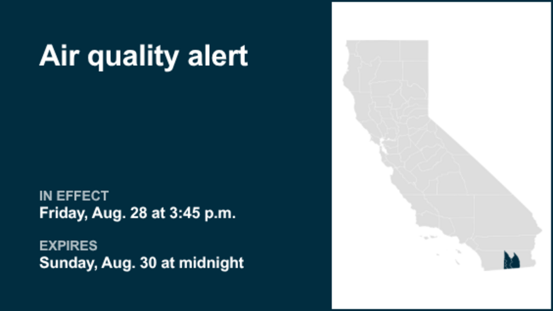 Air quality alert active for Southern California until early Sunday 