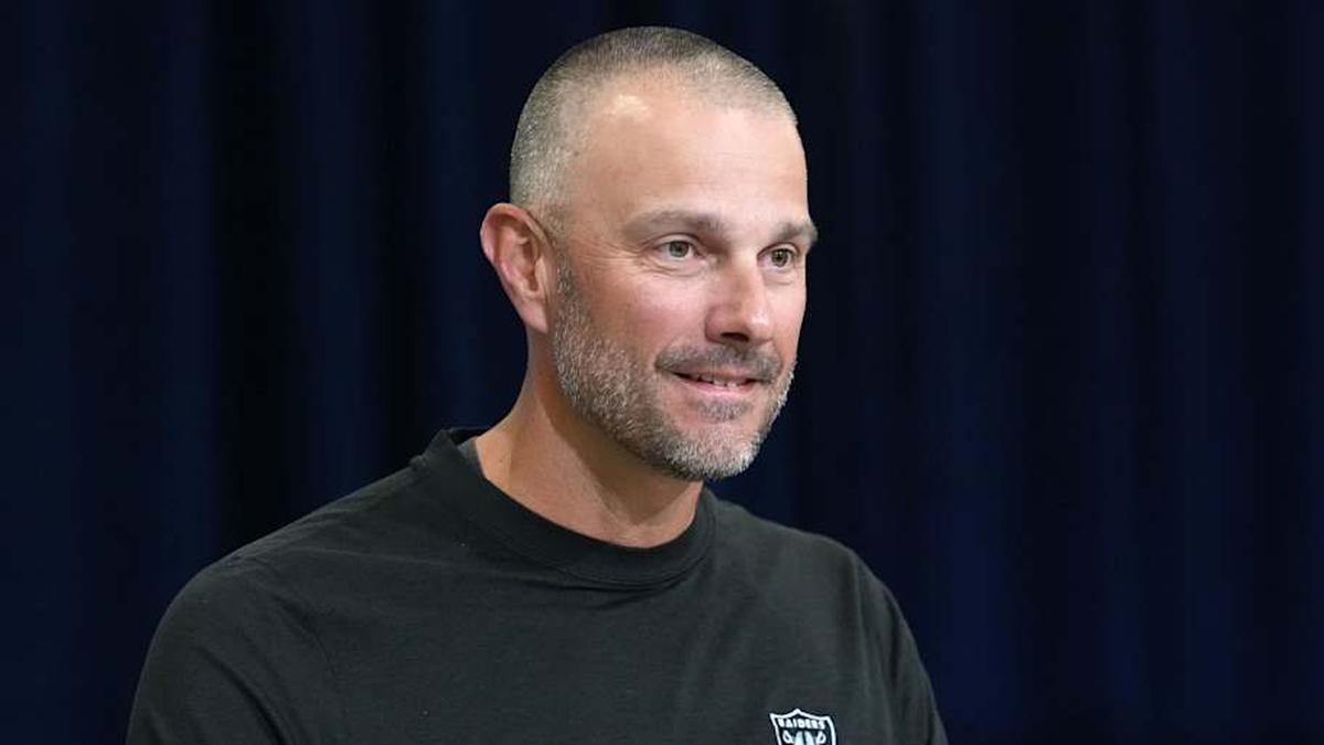 Feb 24, 2026; Indianapolis, IN, USA; Las Vegas Raiders general manager John Spytek speaks at the NFL Scouting Combine at the Indiana Convention Center. Mandatory Credit: Kirby Lee-Imagn Images | Kirby Lee-Imagn Images 