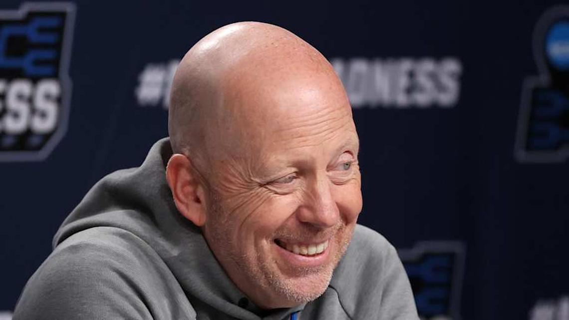  Mar 19, 2026; Philadelphia, PA, USA; UCLA Bruins head coach Mick Cronin speaks with the media before a practice session ahead of the first round of the men's 2026 NCAA Tournament at Xfinity Mobile Arena. Mandatory Credit: Bill Streicher-Imagn Images | Bill Streicher-Imagn Images 