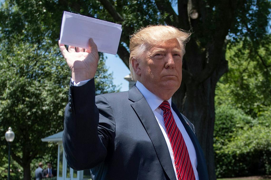  President Donald Trump says the ultimate disposition of presidential papers should be a negotiation. Jim Watson/AFP via Getty Images 