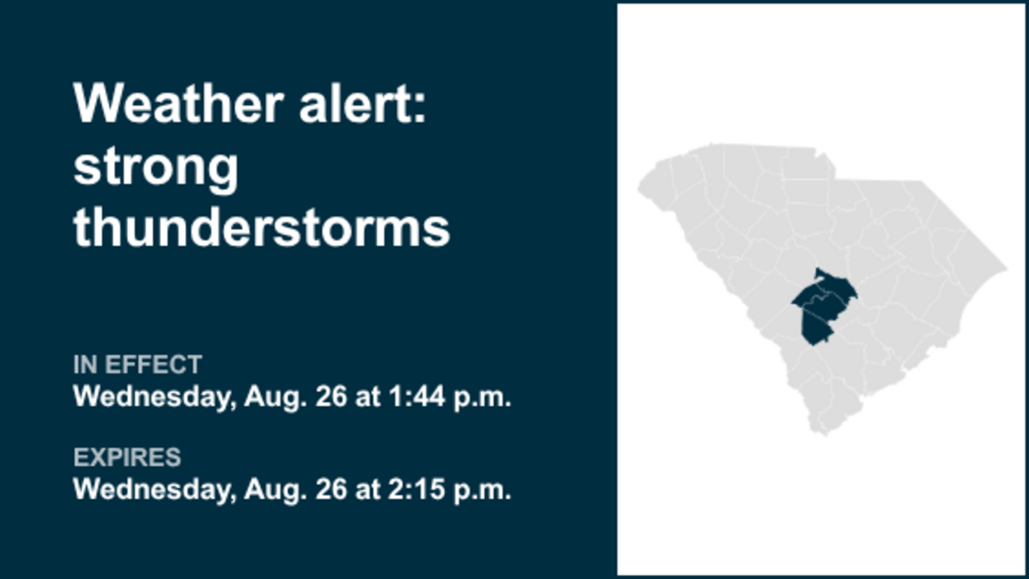 UPDATE: Weather alert active for Midlands early Wednesday evening - gusts up to 50 mph 