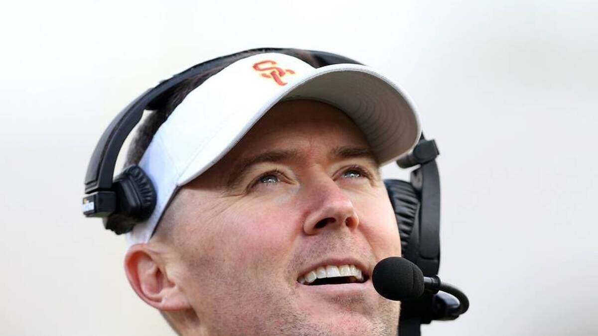  Nov 18, 2023; Los Angeles, California, USA; USC Trojans head coach Lincoln Riley during the second quarter against the UCLA Bruins at United Airlines Field at Los Angeles Memorial Coliseum. Mandatory Credit: Jason Parkhurst-USA TODAY Sports | USA TODAY Sports via Reuters Connect 