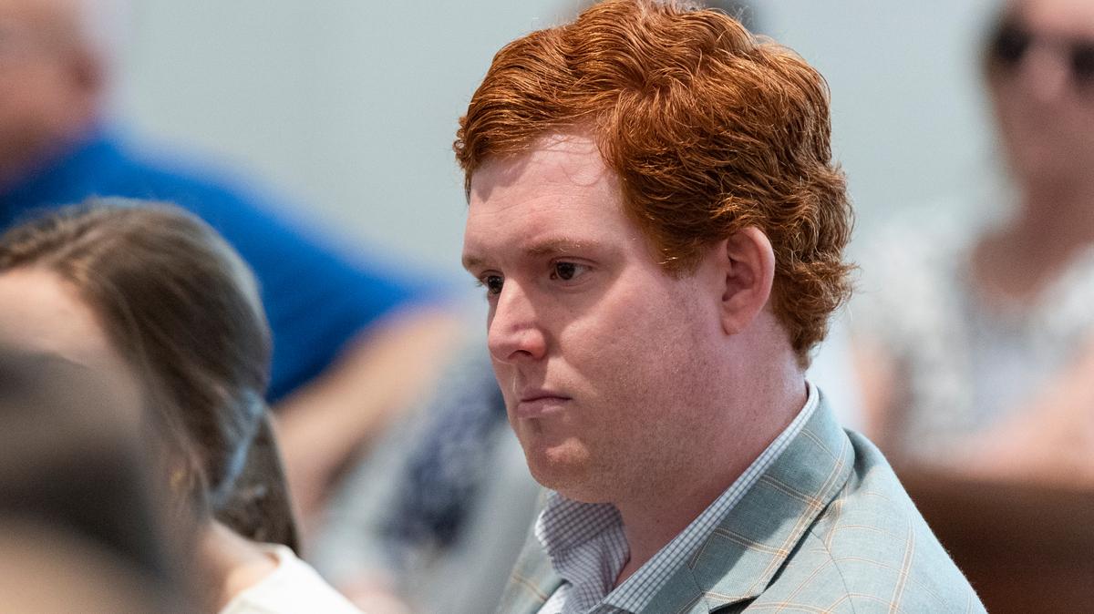 Buster Murdaugh, the son of Alex Murdaugh, listens as prosecutor Creighton Waters describes his father as a “family annihilator” during closing arguments in Alex Murdaugh’s double murder trial at the Colleton County Courthouse on Wednesday, March 1, 2023, in Walterboro, S.C. (Joshua Boucher/The State via AP, Pool)