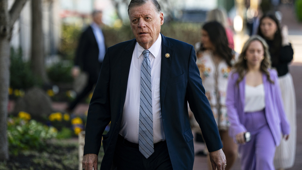 Rep. Tom Cole (R-OK) arrives at the Capitol Hill Club for a meeting of the House Republican Conference on March 25, 2025, in Washington, D.C. (Al Drago/Getty Images/TNS)