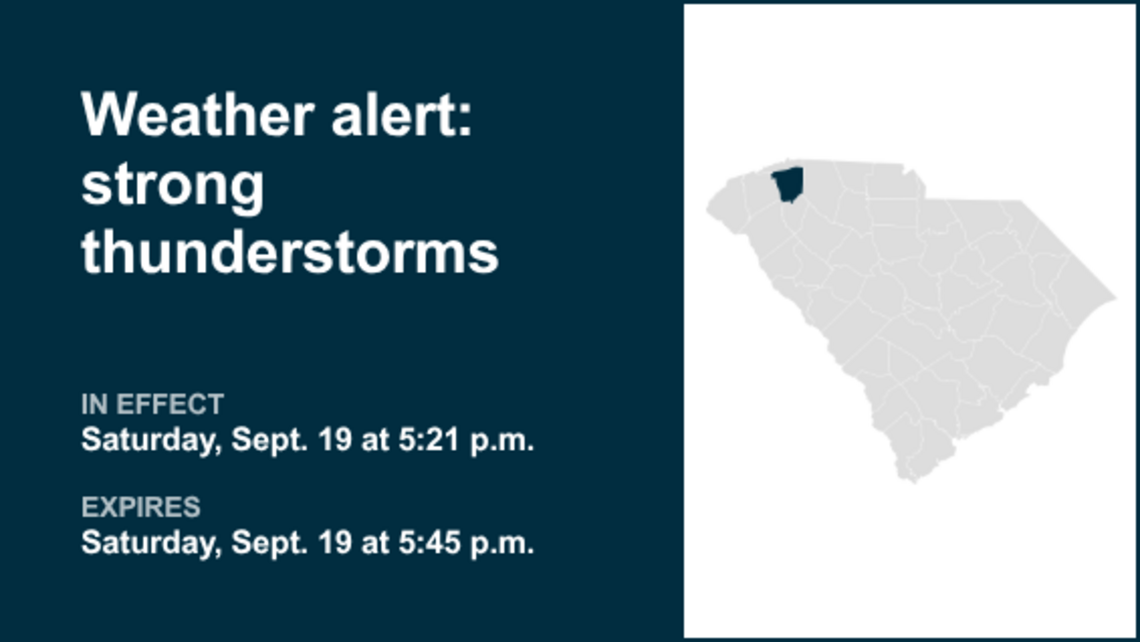 Weather alert issued for Greenville County early Saturday evening - gusts up to 40 mph 