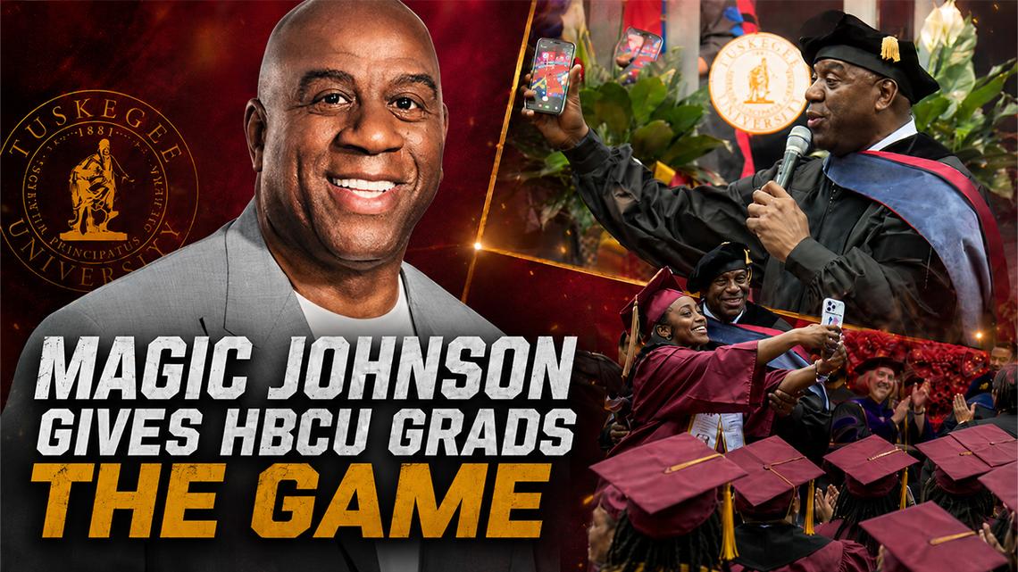Magic Johnson advises HBCU grads to master AI, protect social media 