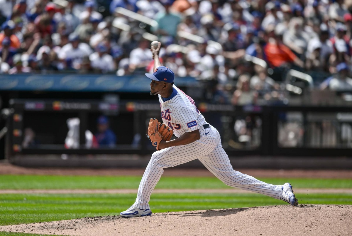  New York Mets pitcher Huascar Brazobán (43) © John Jones-Imagn Images
