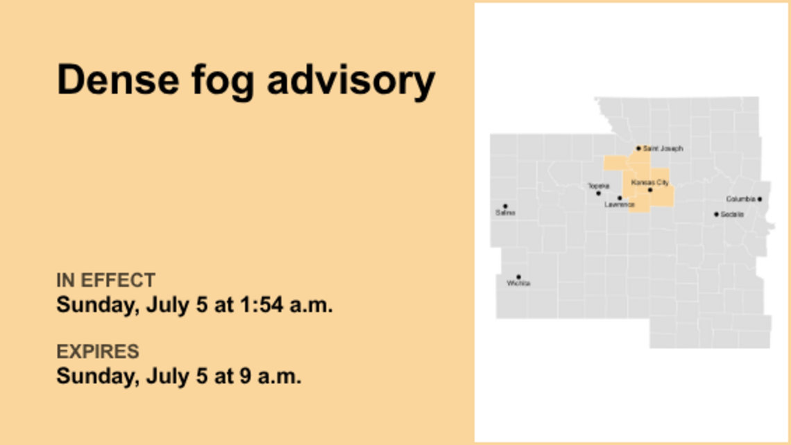 Dense fog advisory issued for the Kansas City area until Sunday morning 