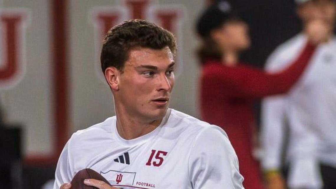  Fernando Mendoza participates in Indiana University's Pro Day at Mellencamp Pavilion on Wednesday, April 1, 2026. | Rich Janzaruk/Herald-Times / USA TODAY NETWORK via Imagn Images 
