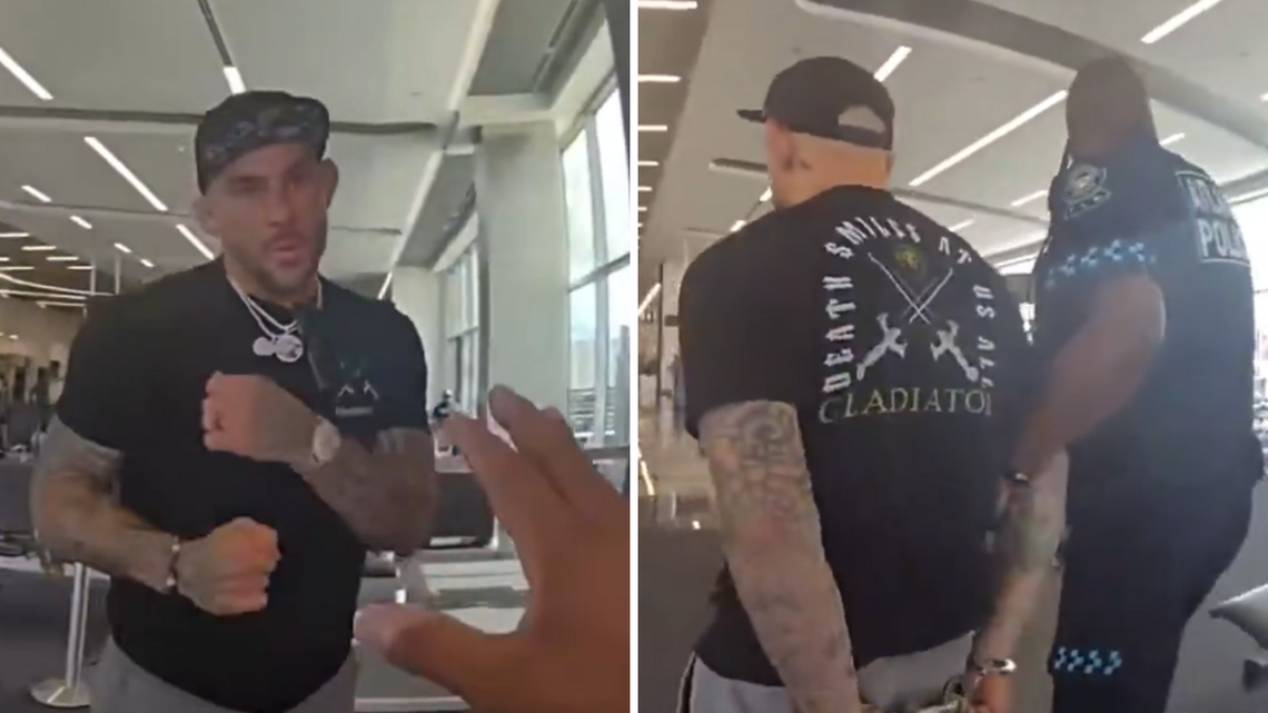 Dustin Poirier threatens police in airport arrest video 