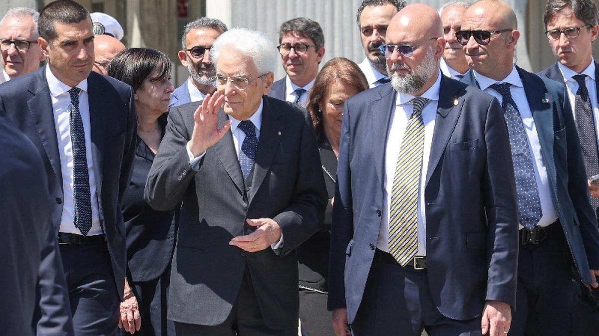 Italian President Sergio Mattarella leaves Baggiovara hospital after privately visiting people wounded when a car drove into pedestrians in Modena, Italy, May 17, 2026. REUTERS/Stringer