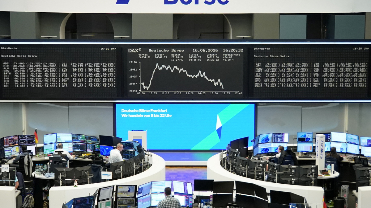The German share price index DAX graph is pictured at the stock exchange in Frankfurt, Germany, June 16, 2026.  REUTERS/staff