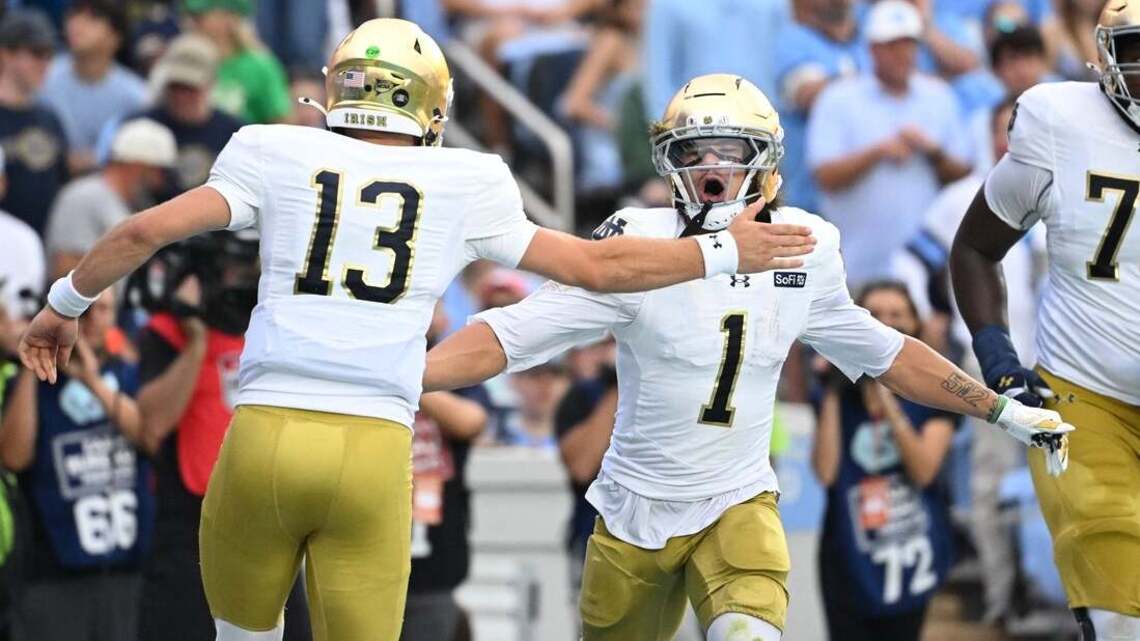 CJ Carr's 5-TD day leads No. 3 Notre Dame over North Carolina 