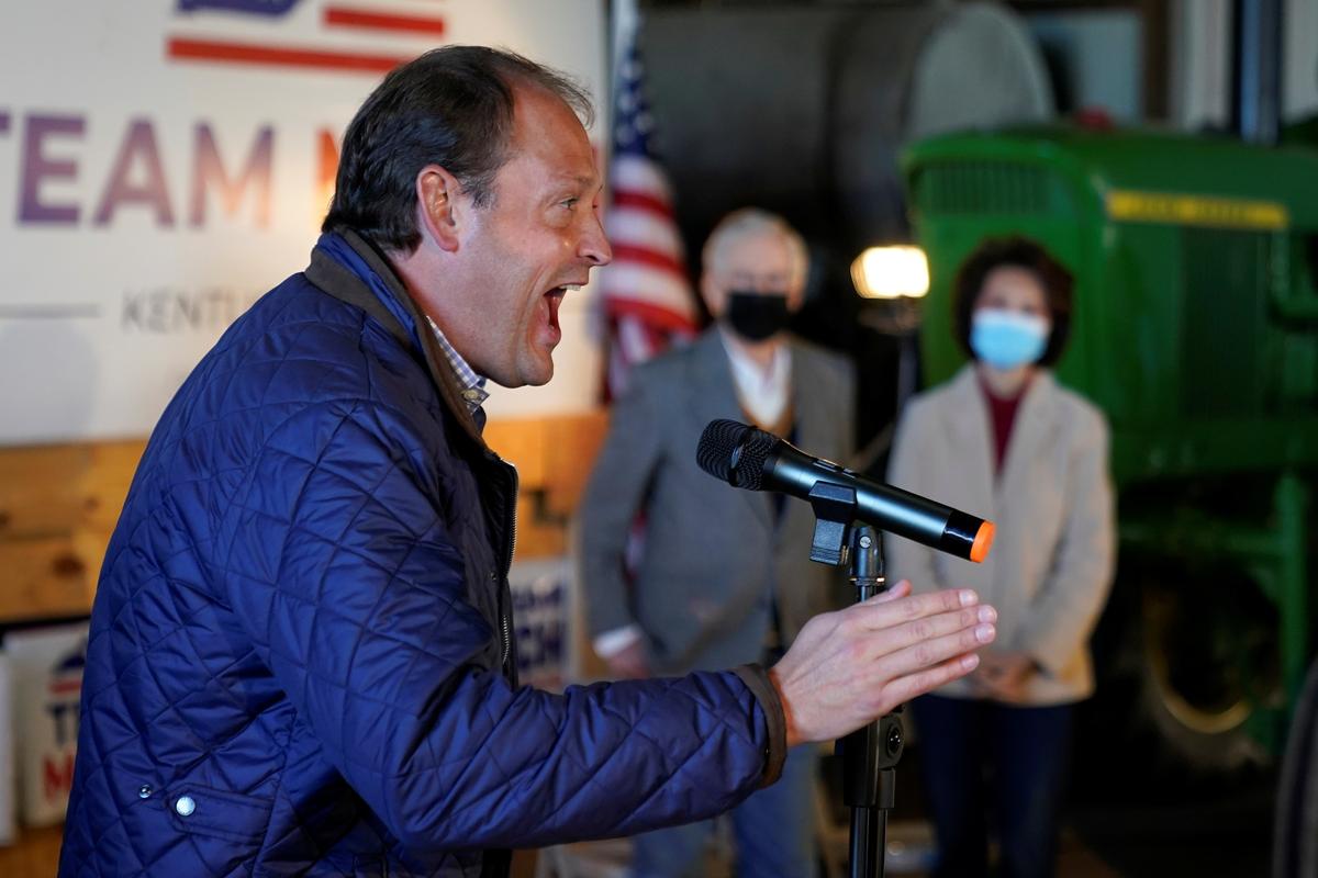 U.S. Congressman Andy Barr (R-KY) speaks at the final campaign event in Kentucky, U.S., November 2, 2020. REUTERS/Bryan Woolston/File Photo